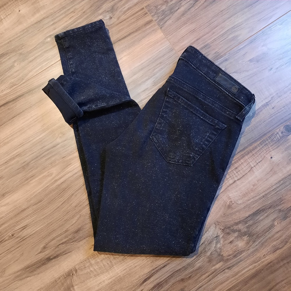 AG Adriano Goldschmied Womens The Legging Super Skinny Jeans 25 Black Speckle